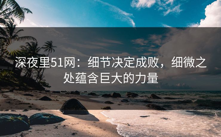 深夜里51网：细节决定成败，细微之处蕴含巨大的力量