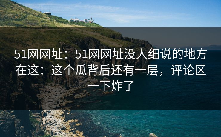 51网网址：51网网址没人细说的地方在这：这个瓜背后还有一层，评论区一下炸了