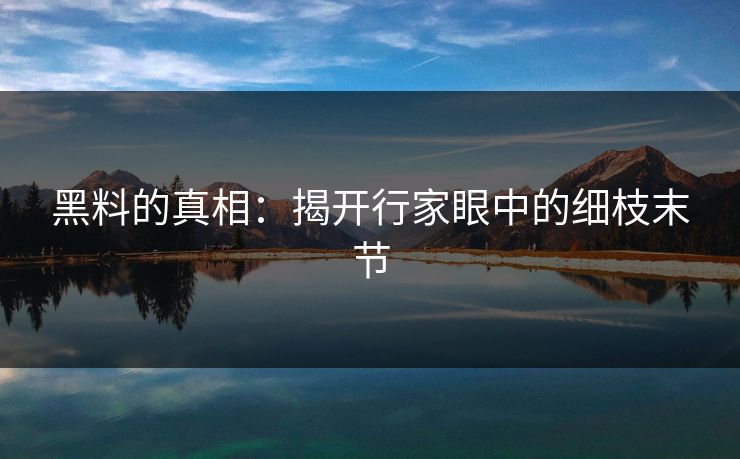黑料的真相:揭开行家眼中的细枝末节 黑料的真相:揭开行家眼中的细枝末节